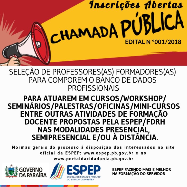 Banner Chamada Pública Nº001-18 Banner Chamada Pública Nº001-18