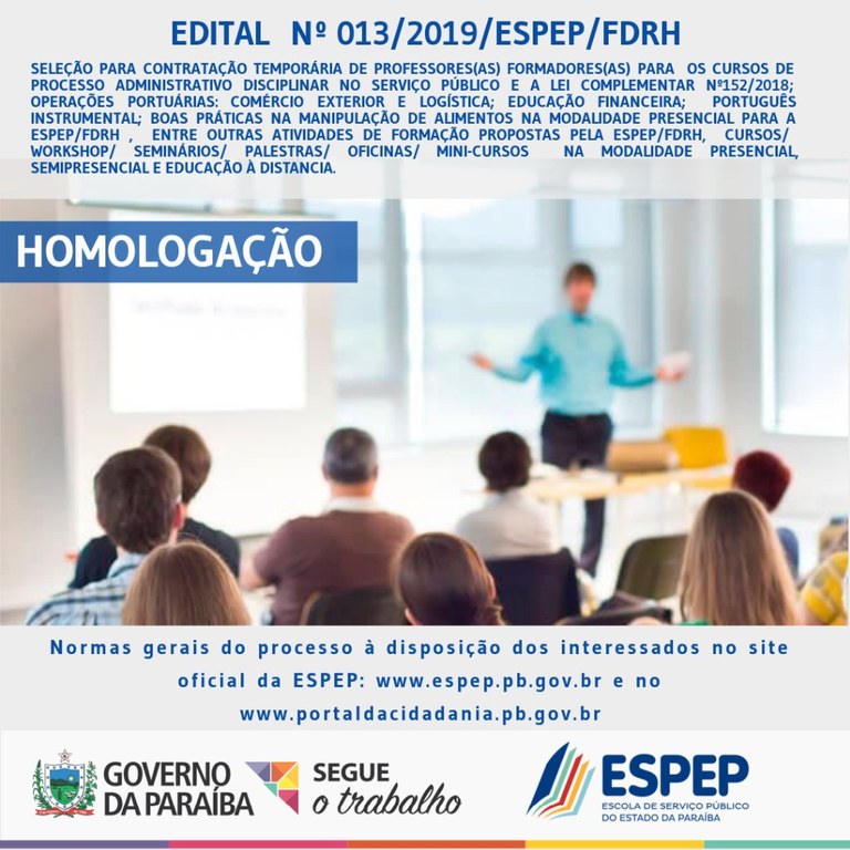 BANNERS HOMOLOGAÇÃO-EDITAL 13/2019/ESPEP/FDRH BANNERS HOMOLOGAÇÃO-EDITAL 13/2019/ESPEP/FDRH