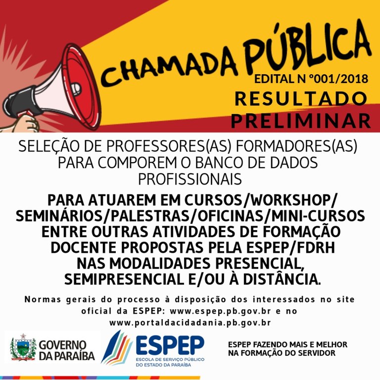 BANNER CHAMADA 01/18 PRELIMINAR BANNER CHAMADA 01/18 PRELIMINAR