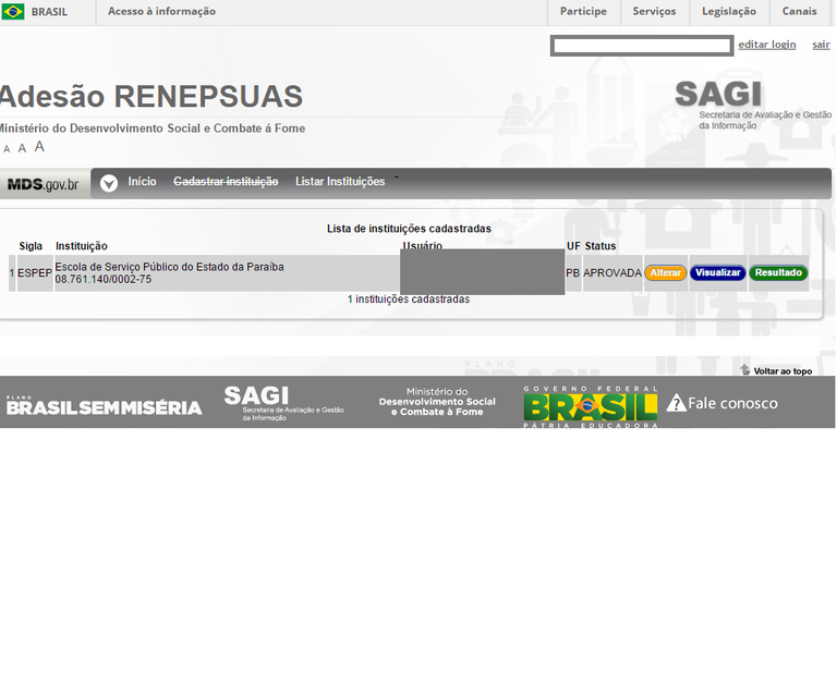 RESULTADO DO CREDENCIAMENTO À RENEPSUAS RESULTADO DO CREDENCIAMENTO À RENEPSUAS