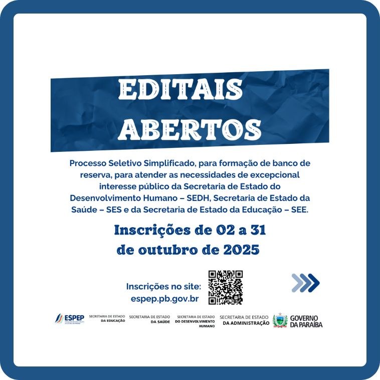Governo da Paraíba abre inscrições para processo seletivo com salários de até R$ 5 mil