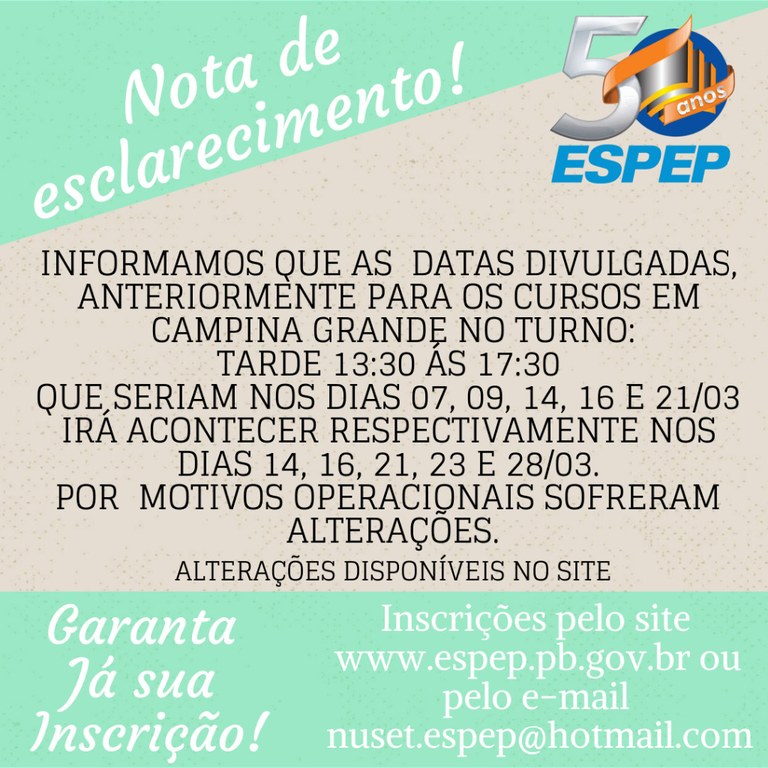 NOTA DE ESCLARECIMENTO - CG - MARÇO NOTA DE ESCLARECIMENTO - CG - MARÇO
