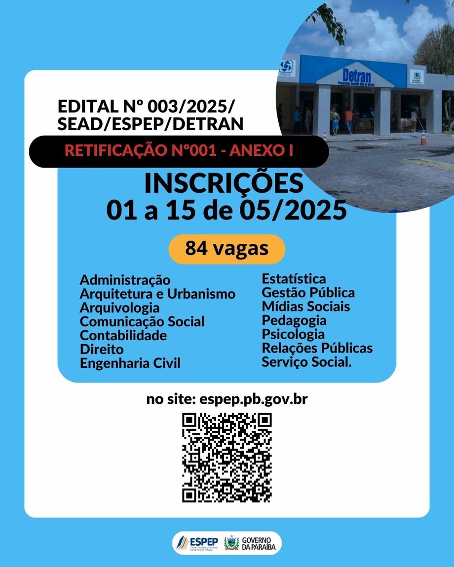 Processo Seletivo Simplificado de ESTÁGIO EXTRACURRICULAR, para exercício no DETRAN