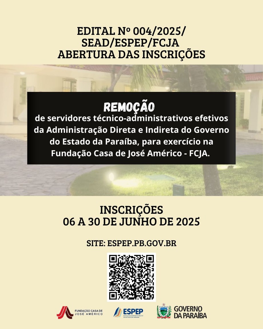 Remoção de servidores para exercício na Fundação Casa de José Américo