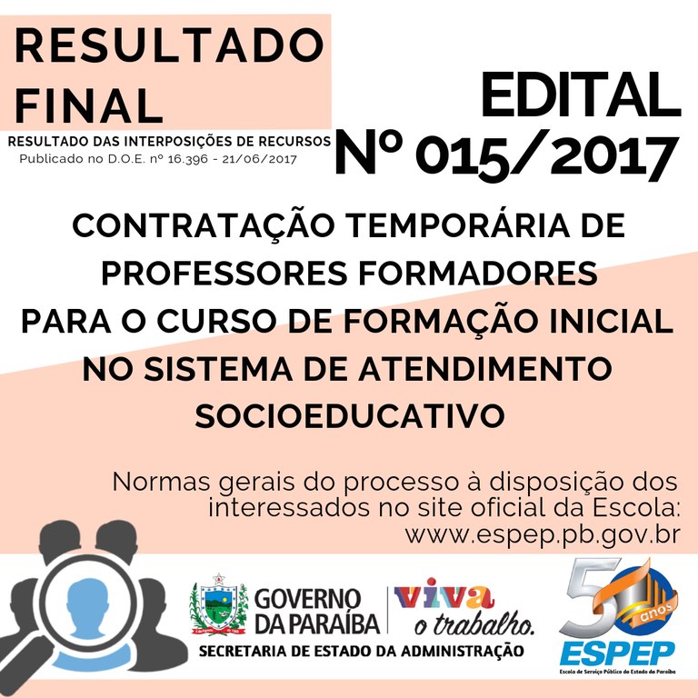 BANNER-RESULTADO FINAL EDITAL 152017 BANNER-RESULTADO FINAL EDITAL 152017